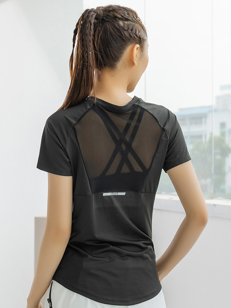 Yoga Fitness Top - Summer Sports Short-Sleeved Women's Mesh Quick-Drying