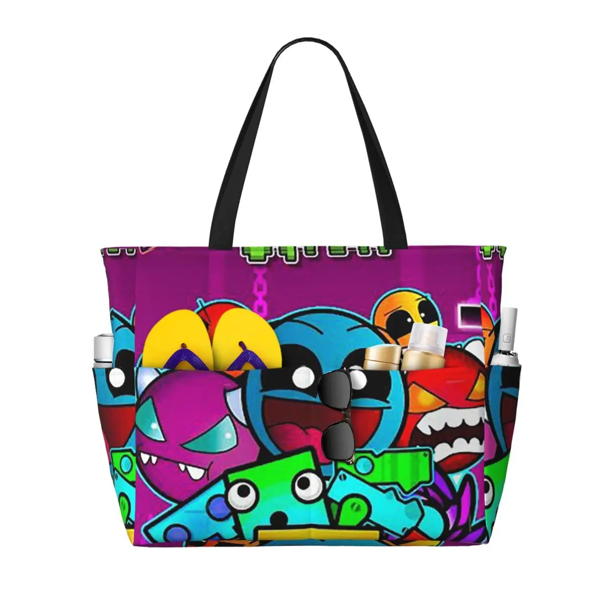 Yoga Fitness Video - Video Game Geometry Dash Beach Tote