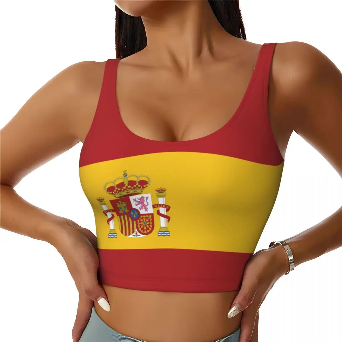 Yoga Fitness Top - Spain Flag Basic Tops Women Samba
