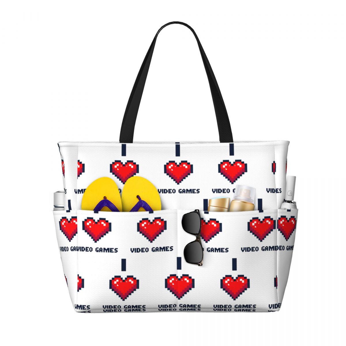 Yoga Fitness Video - I Heart Video Games Beach Tote