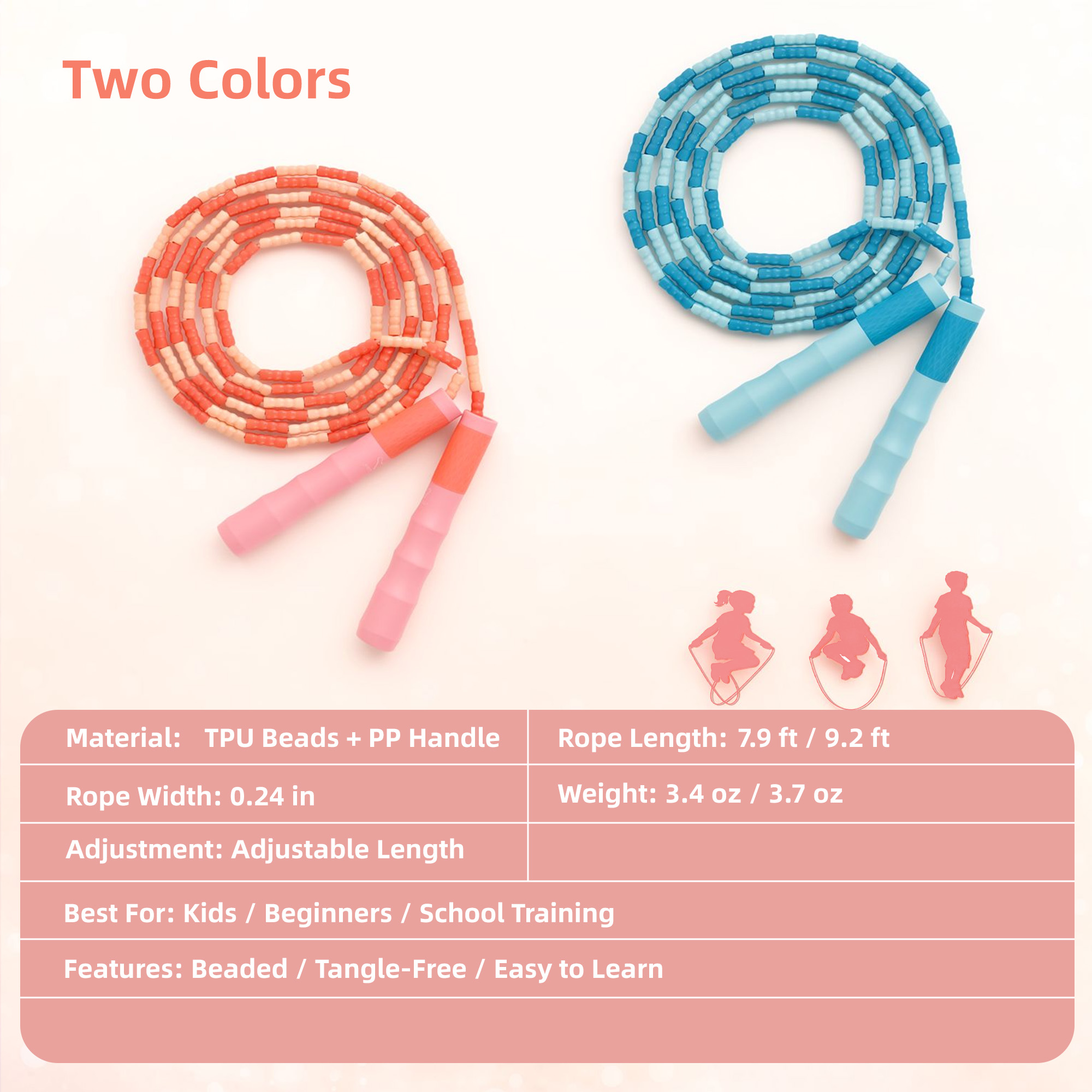 Beginners Beaded Jump Rope Adj - Speed Skipping Rope 评论和价格
