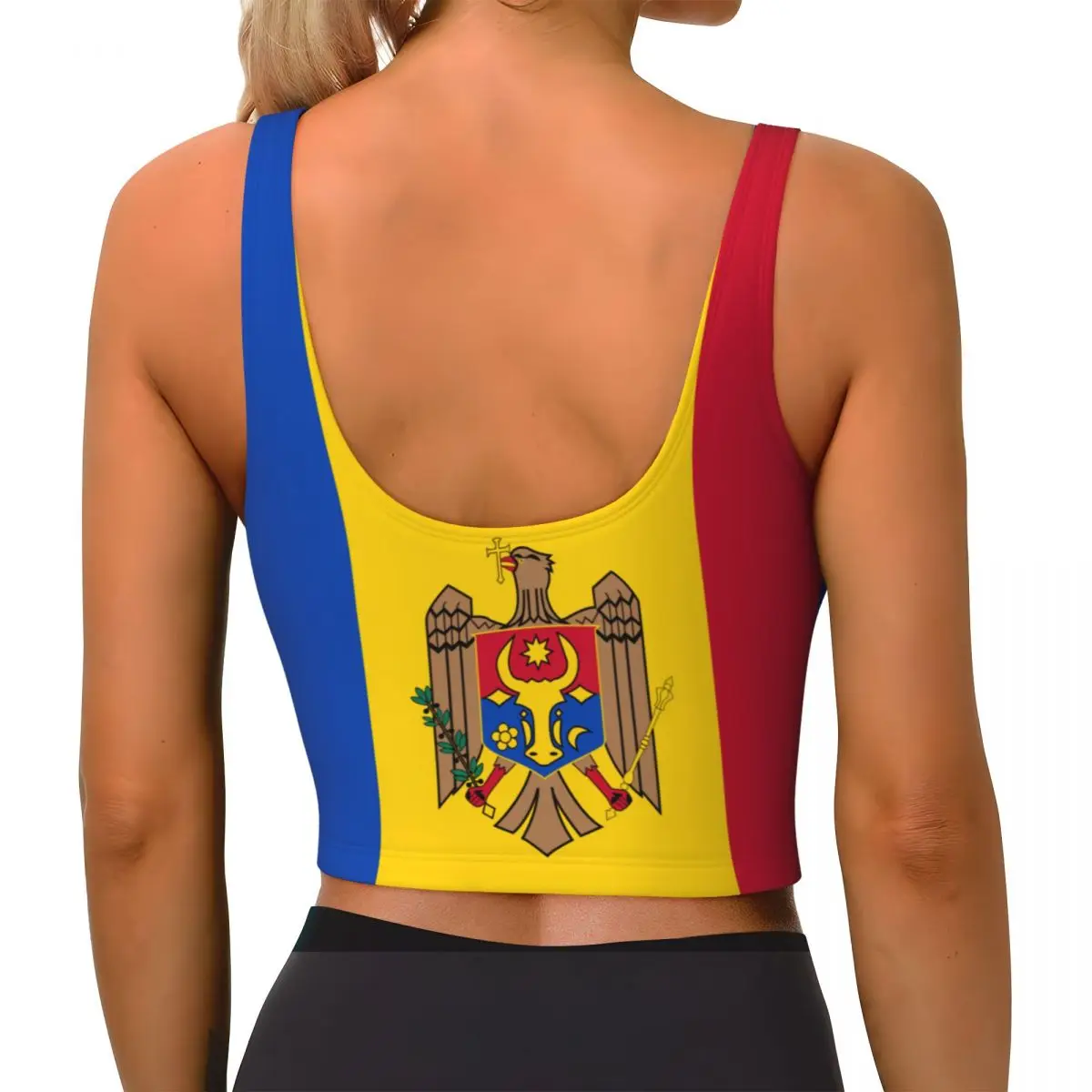 Moldova Flag Basic Tops Women  - Yoga Fitness Top 评论和价格