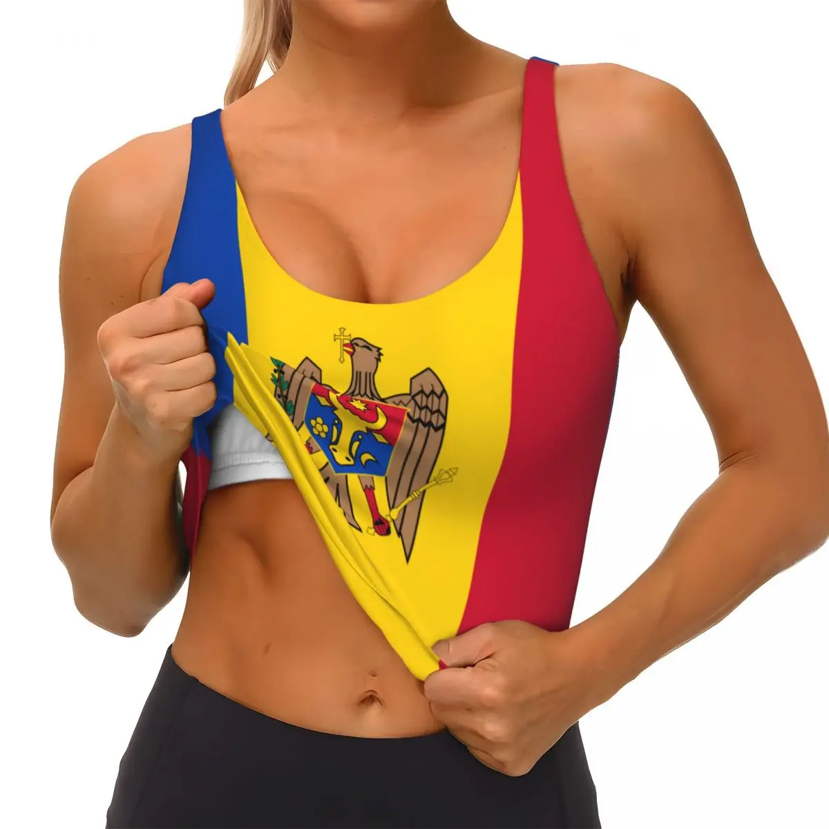 Moldova Flag Basic Tops Women  - Yoga Fitness Top 评论和价格