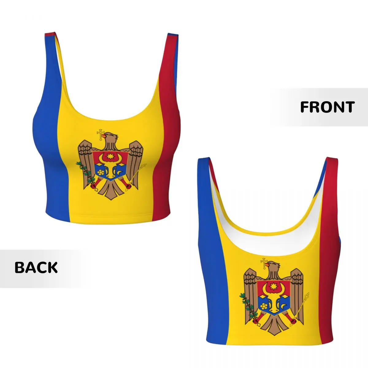 Moldova Flag Basic Tops Women  - Yoga Fitness Top 评论和价格
