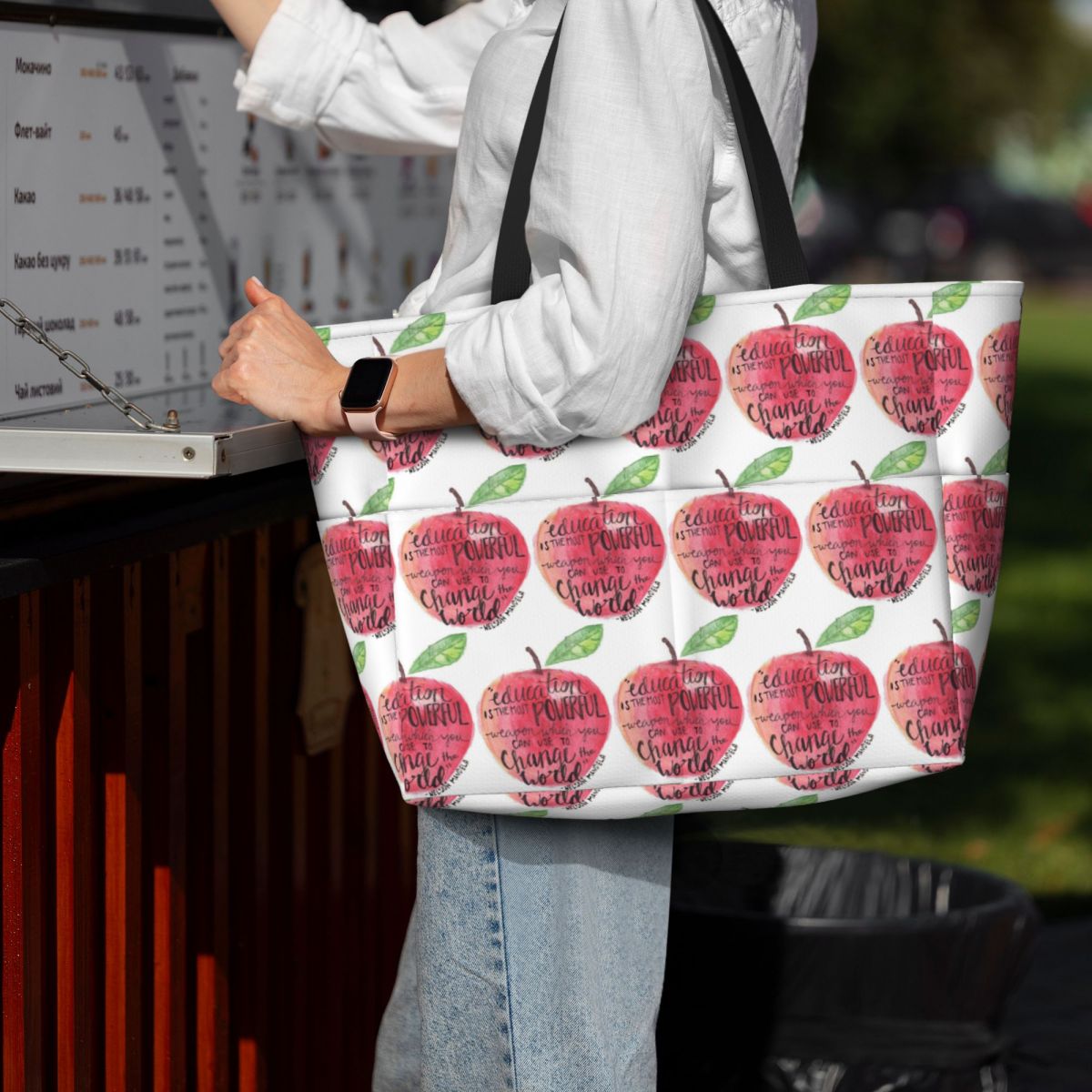 Teacher Quote Beach Tote Bag S - Yoga Fitness Quotes 评论和价格