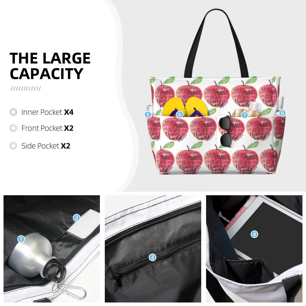 Teacher Quote Beach Tote Bag S - Yoga Fitness Quotes 评论和价格
