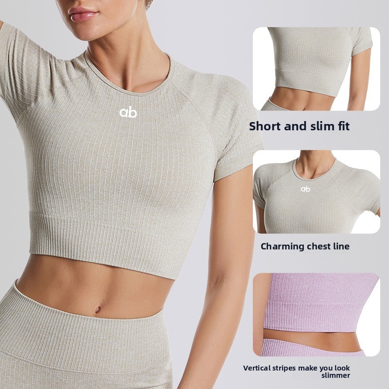 Women Ribbed Seamless Yoga Sho - Yoga Fitness Top 评论和价格