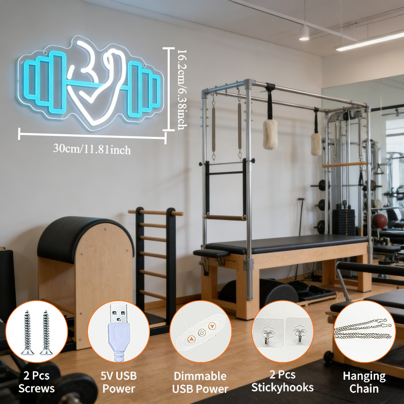 Bicep Dumbbell Neon Sign LED W - Yoga Fitness Quotes 评论和价格