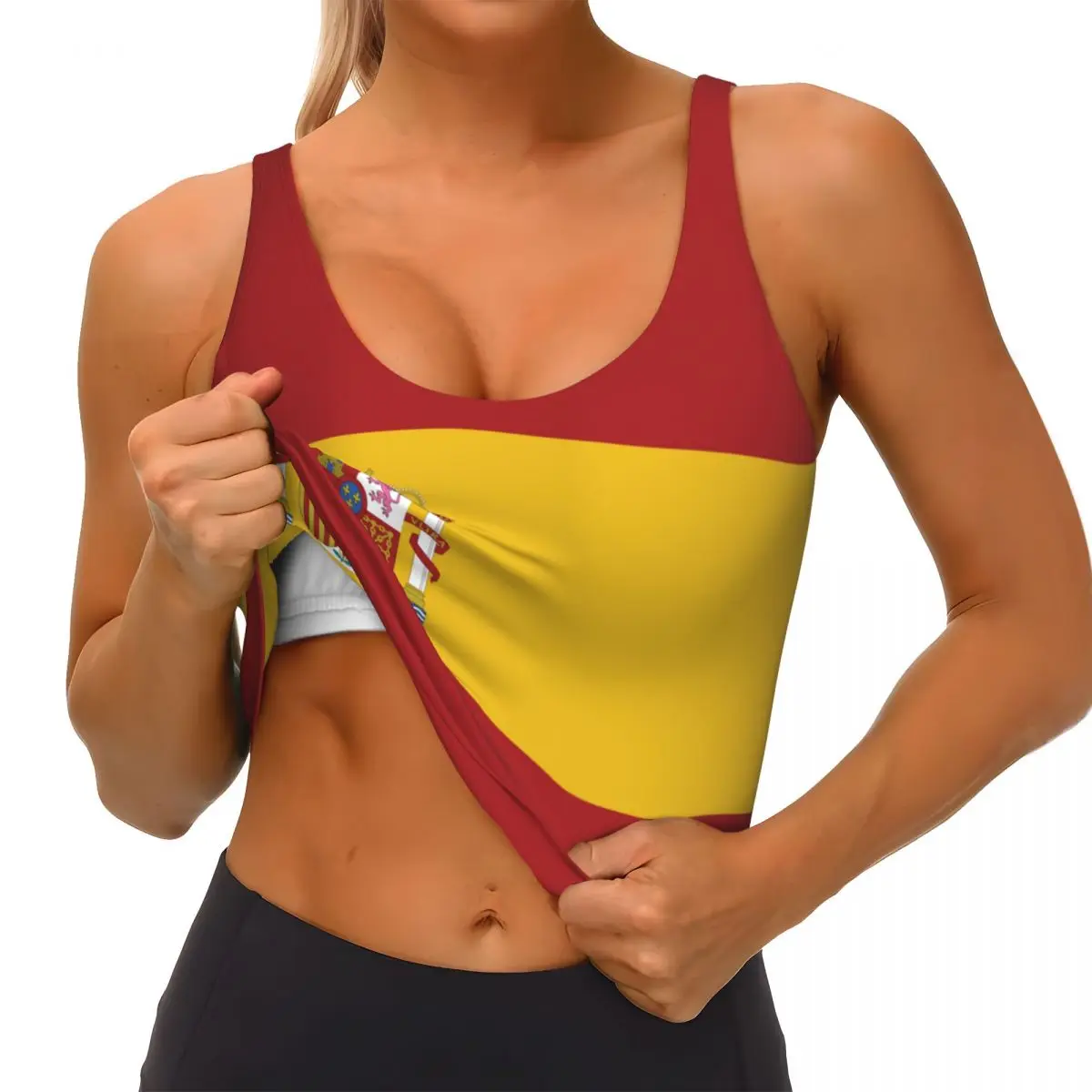 Spain Flag Basic Tops Women Sa - Yoga Fitness Top 评论和价格